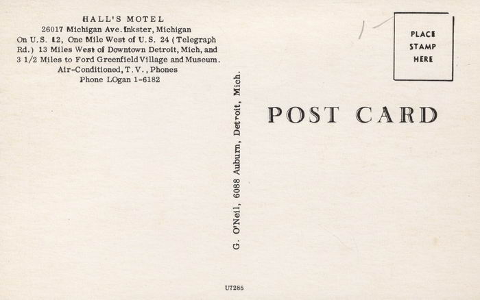 Halls Motel (Michigan Motel, Halls Mountain Cabins) - Old Postcard Photo